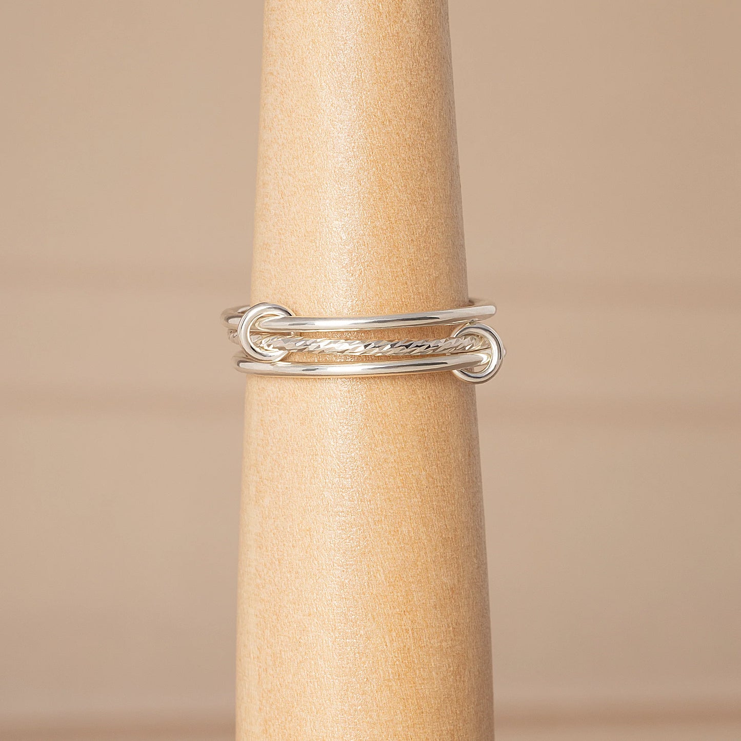 Textured Minimal Linked Stacker Ring