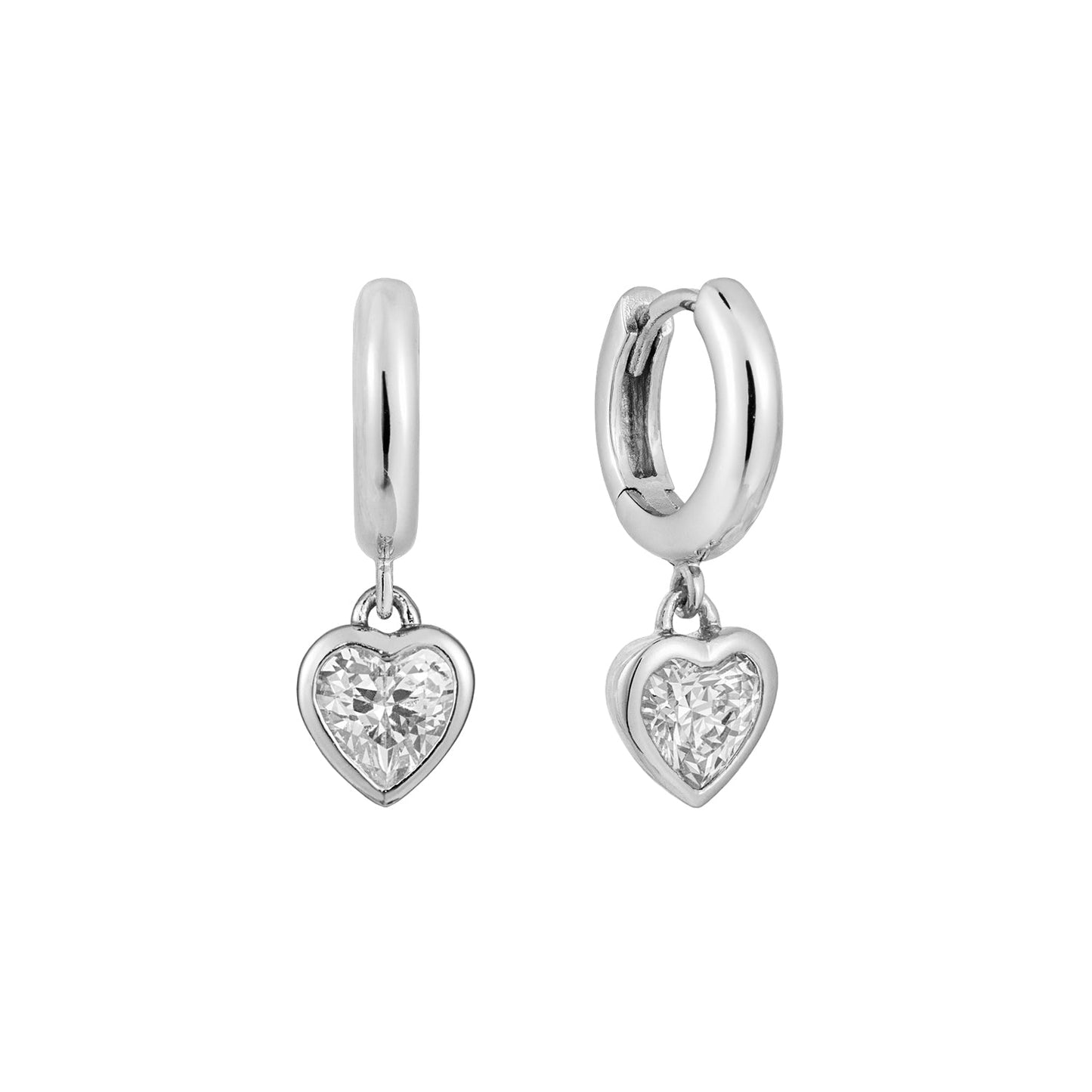 Sparkle Heart Hoop Earrings