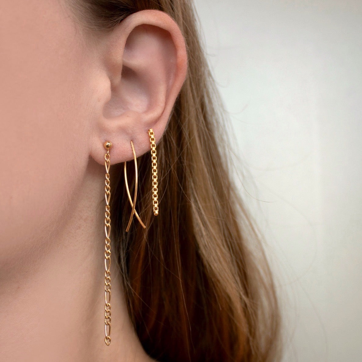 Link Chain Drop Stud Earrings