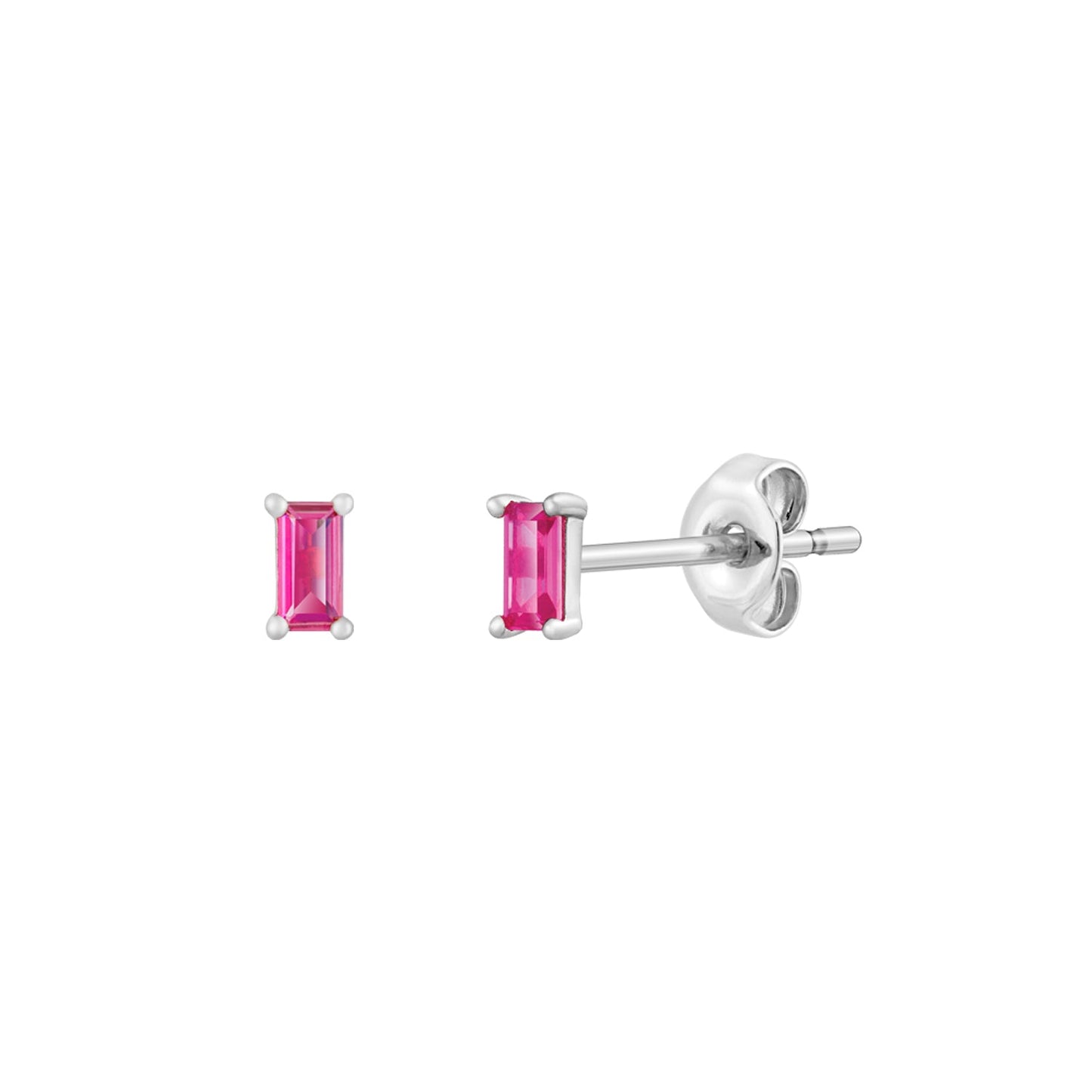 Ruby Baguette Stud Earrings