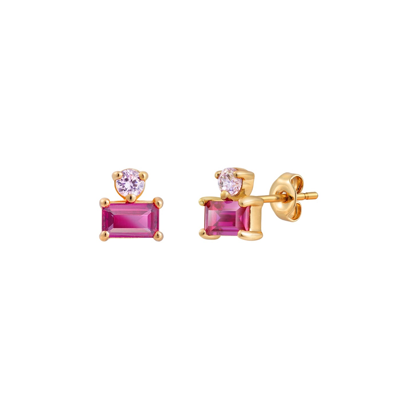 Ruby Baguette CZ Stud Earrings