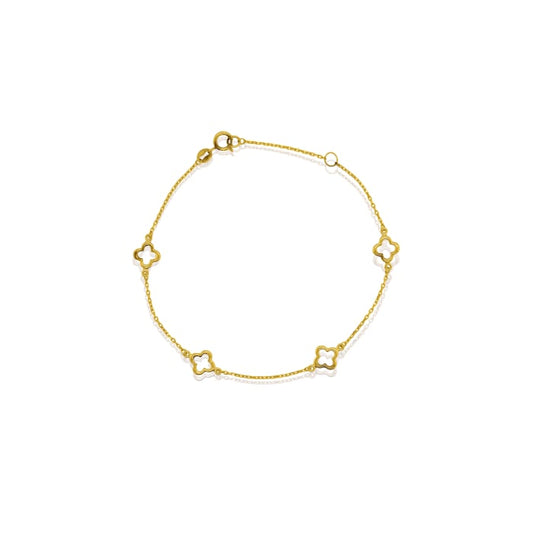 10K Yellow Gold Cutout Clovers Bracelet