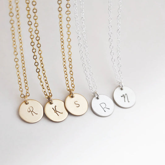 Personalized Initial Disc Necklace