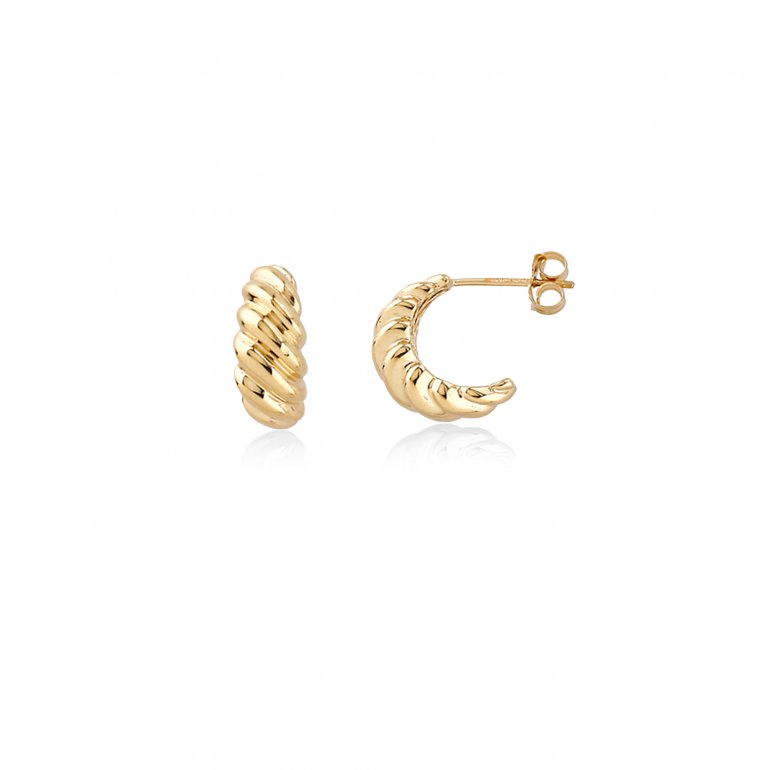 10K Yellow Gold Croissant Hoop Stud