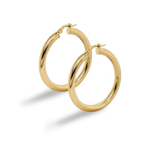 10K Yellow Gold Tube Hoops