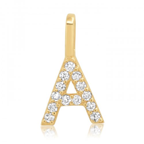 14K Yellow Gold & Diamonds Alphabet Pendants