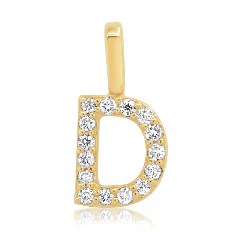 14K Yellow Gold & Diamonds Alphabet Pendants