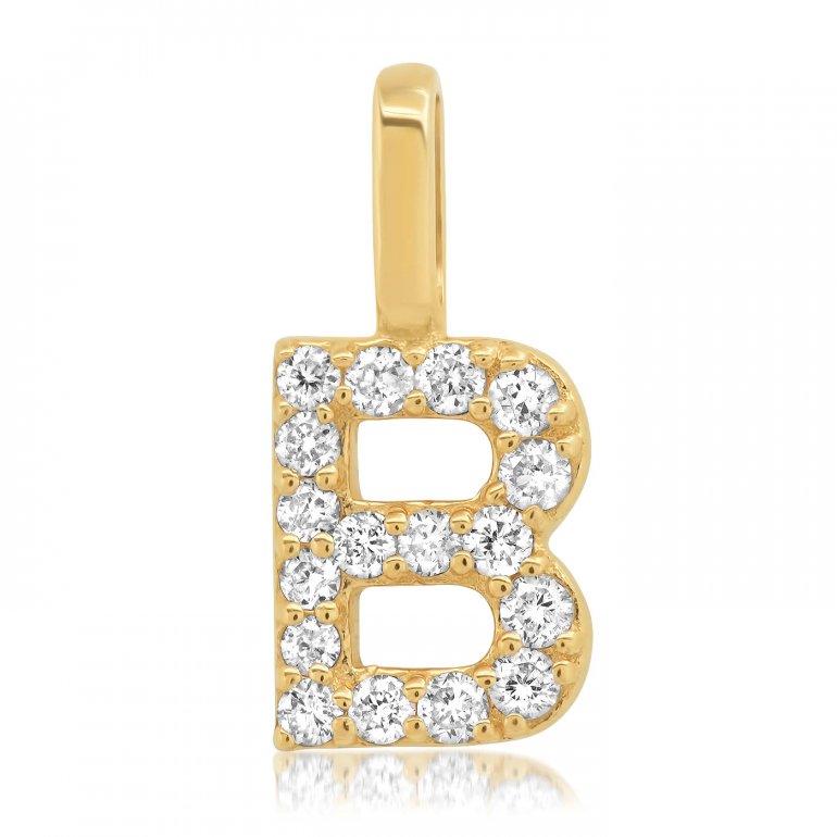 14K Yellow Gold & Diamonds Alphabet Pendants