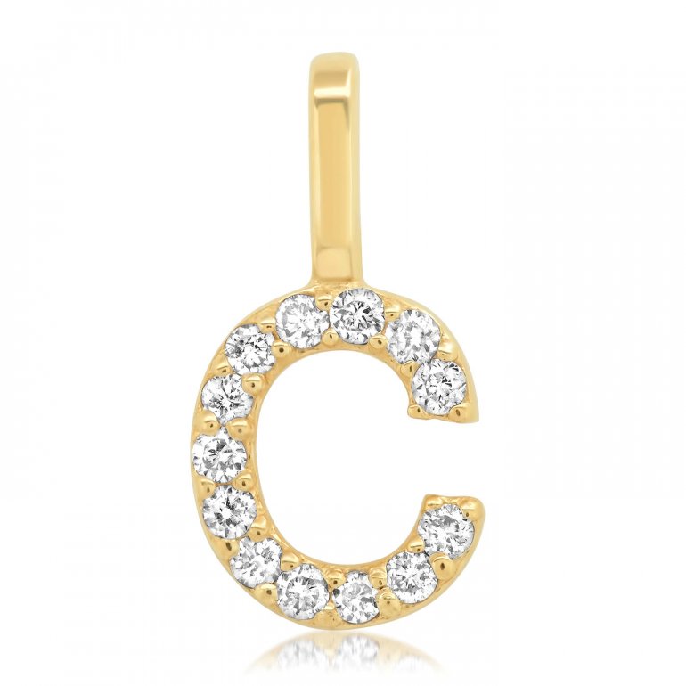 14K Yellow Gold & Diamonds Alphabet Pendants