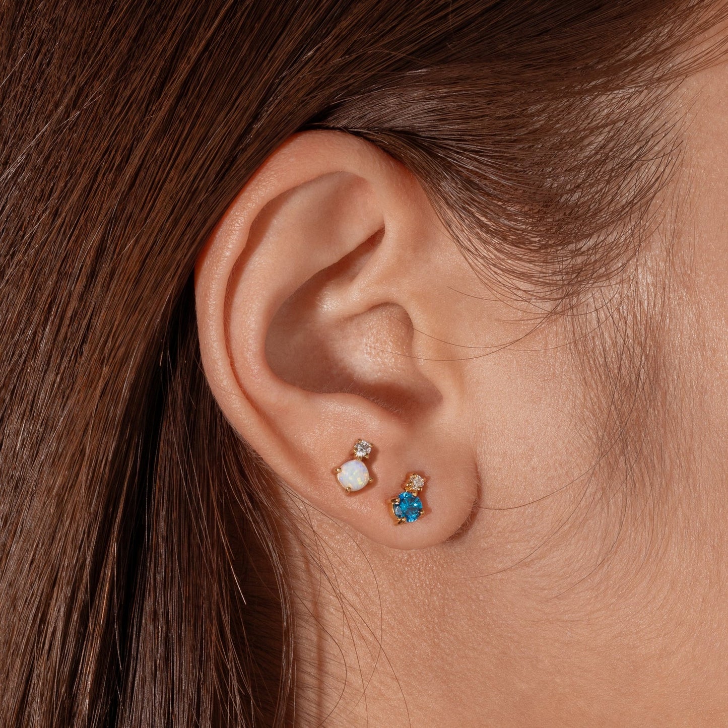 White Opal CZ Stud Earrings