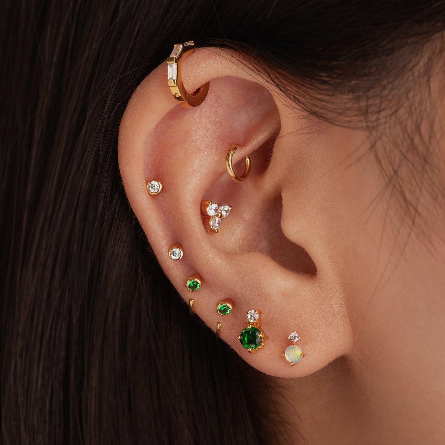 Emerald CZ Stud Earrings