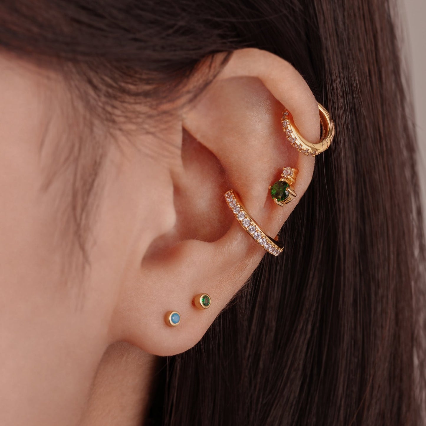 Emerald CZ Stud Earrings