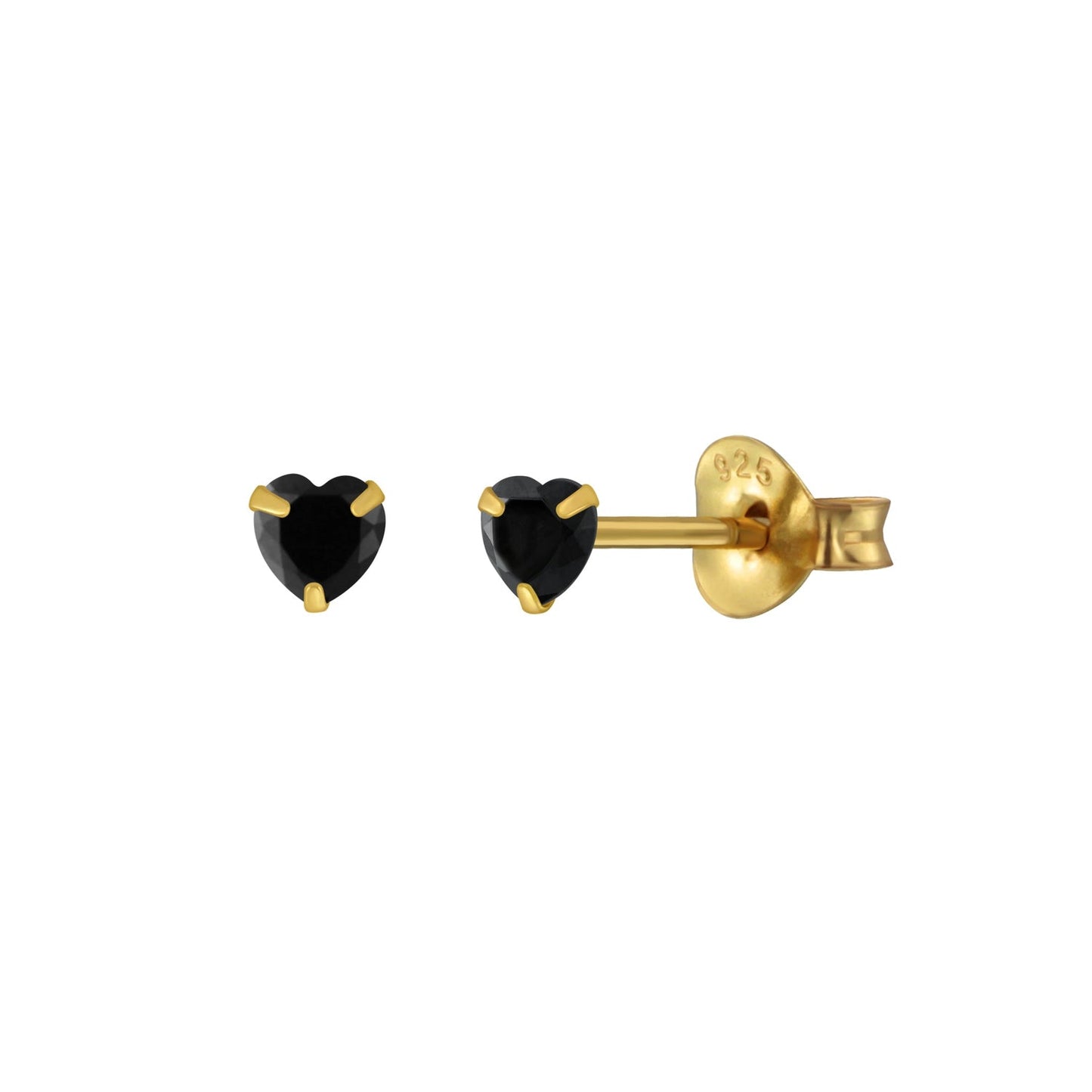 Shining Black Heart Stud Earrings