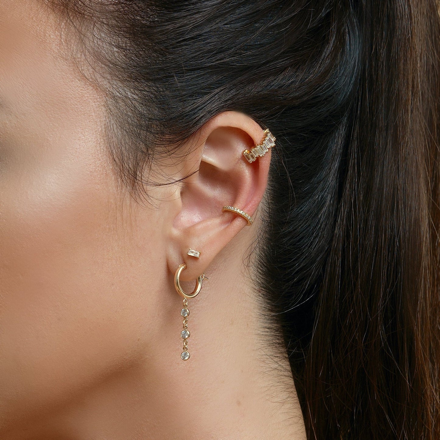 Claudia Linear Drop Hoop Earrings