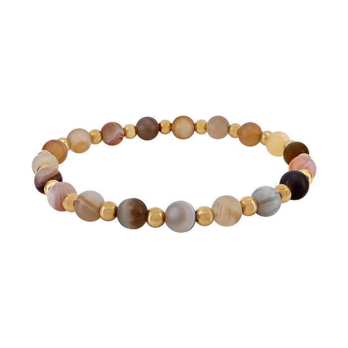 14KGF Bead & Frosted Agate Bracelet