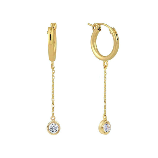 Hoop Bezel Chain Earrings