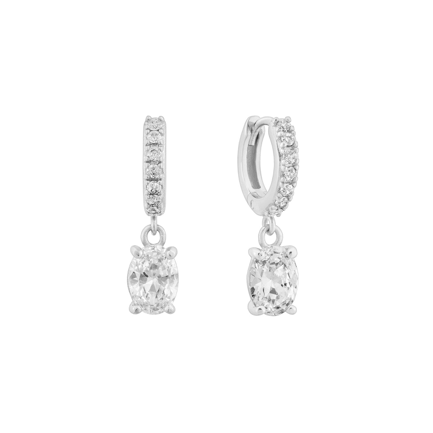 Oval Solitaire Hoop Earrings