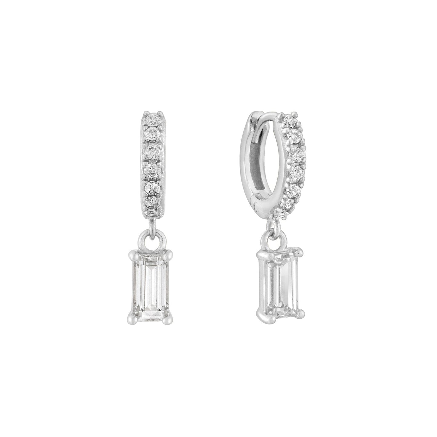 Baguette Solitaire Hoop Earrings