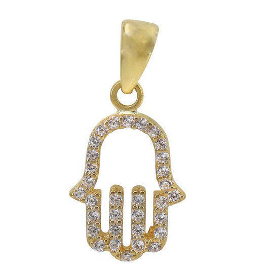 10K Yellow Gold CZ Hamsa pendant