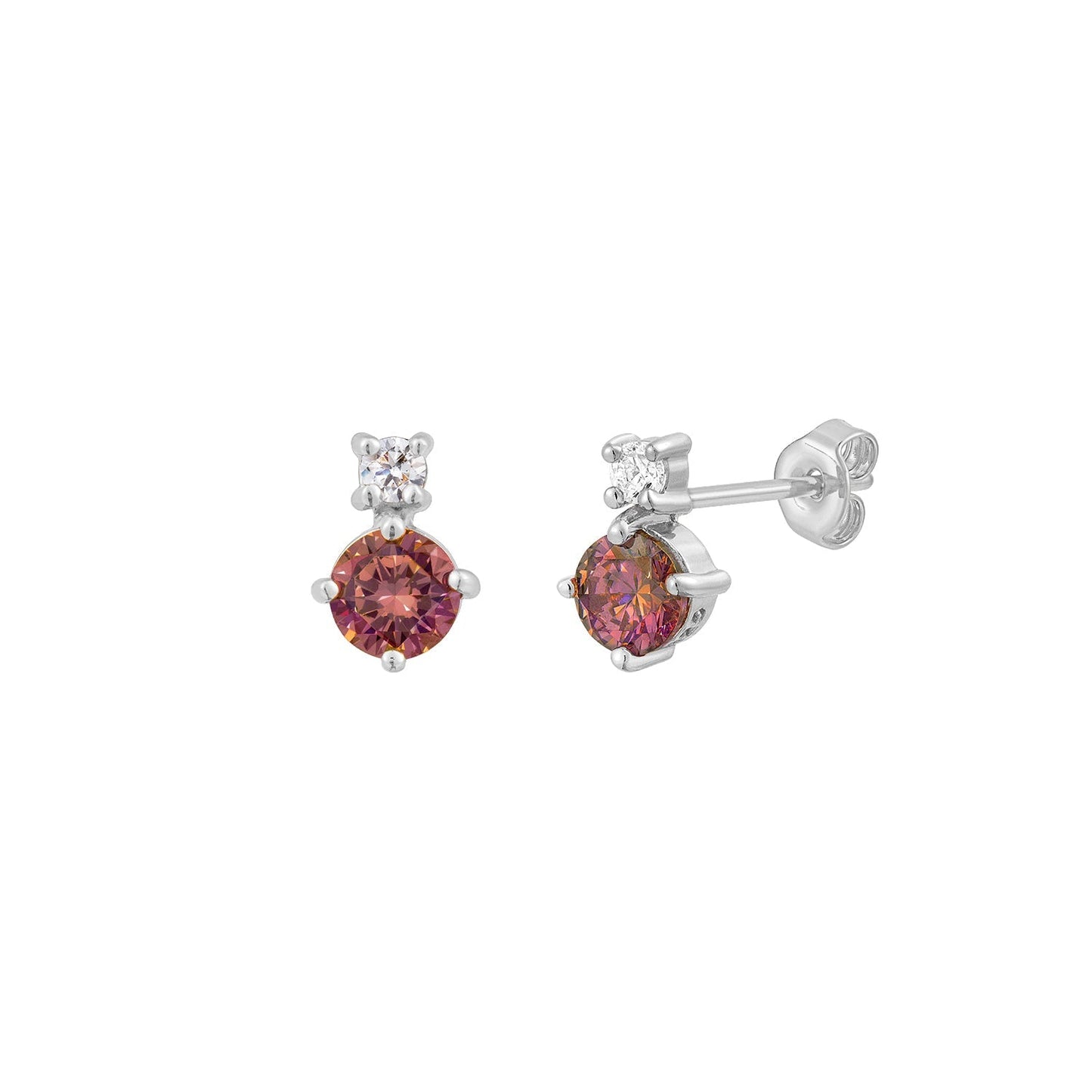 Rhodolite CZ Stud Earrings