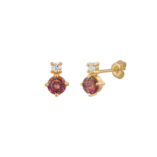 Rhodolite CZ Stud Earrings