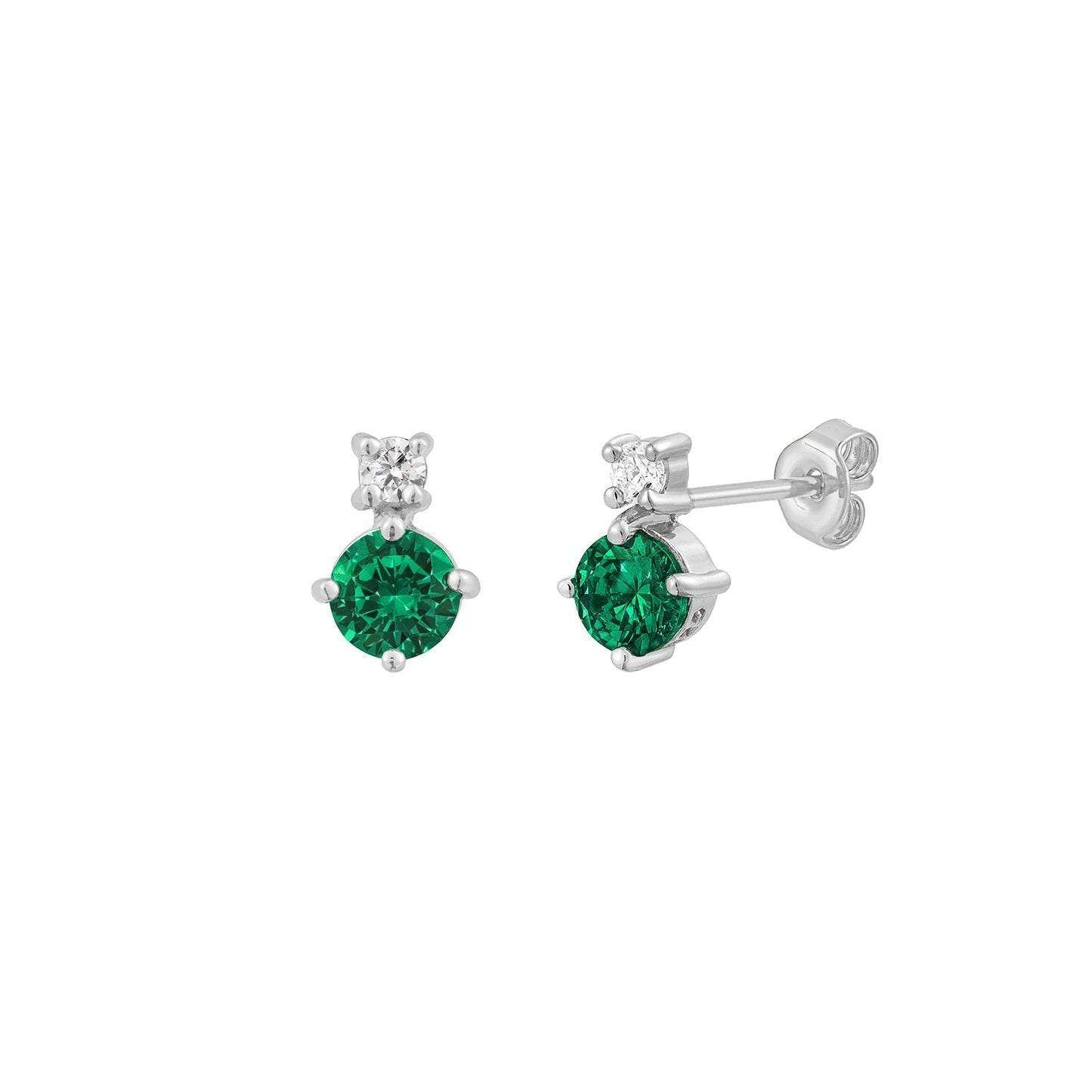 Emerald CZ Stud Earrings