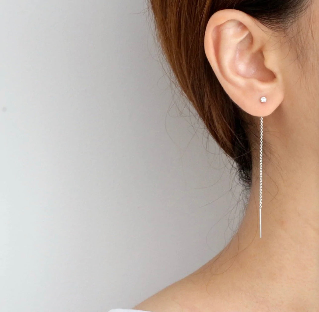 Sparkly CZ Thread Ear Jacket