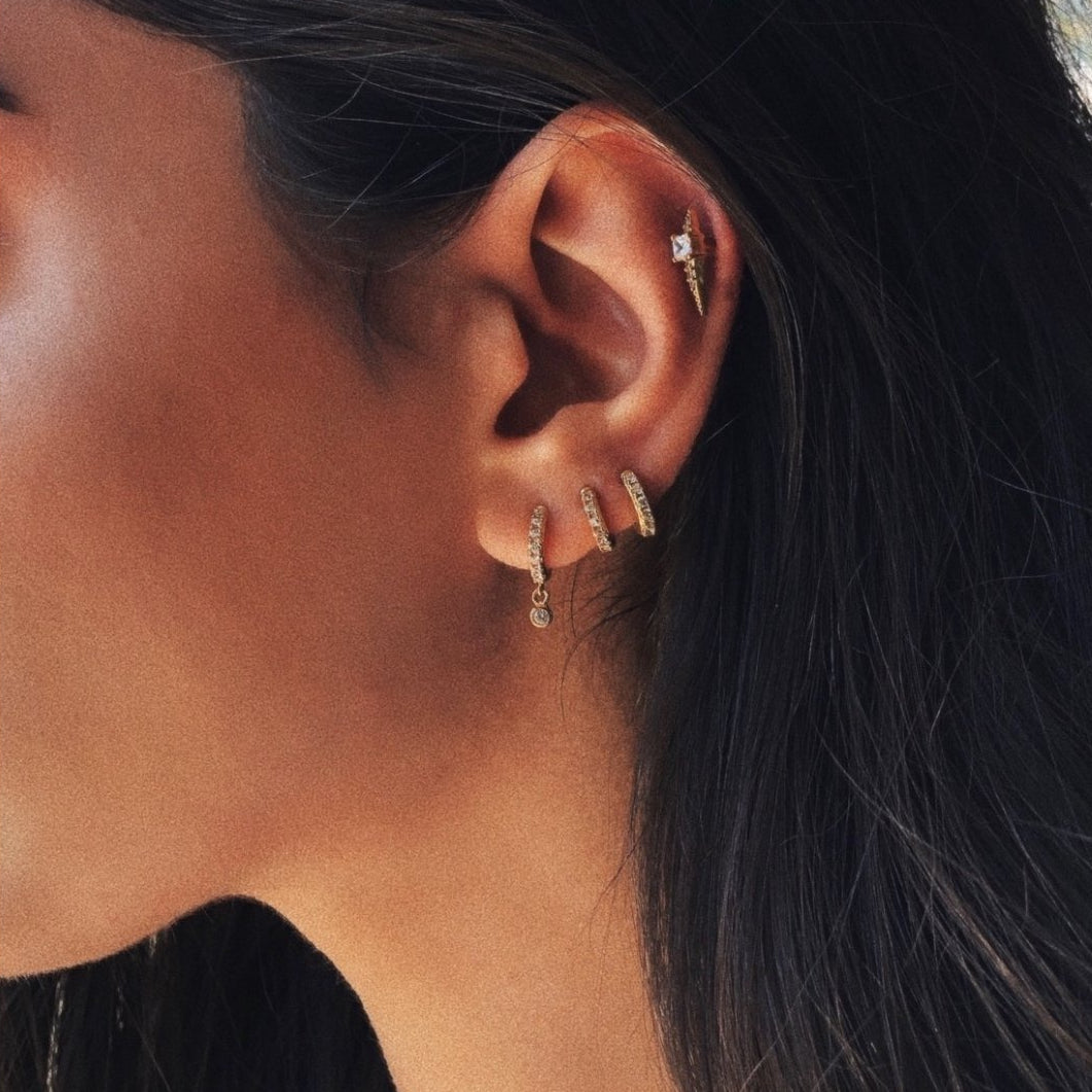 Pave Huggie Hoop Earring