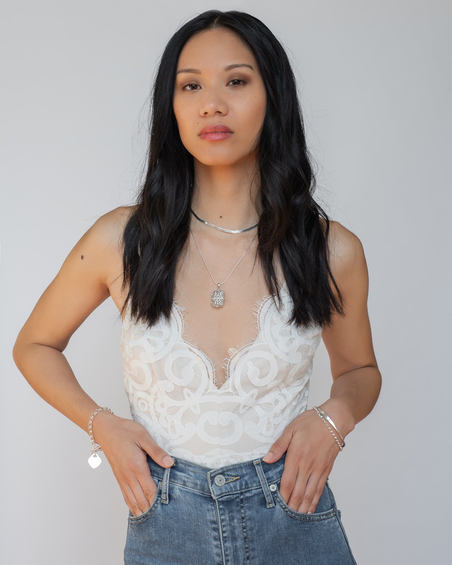 Sterling silver 3.5mm herringbone chain necklace