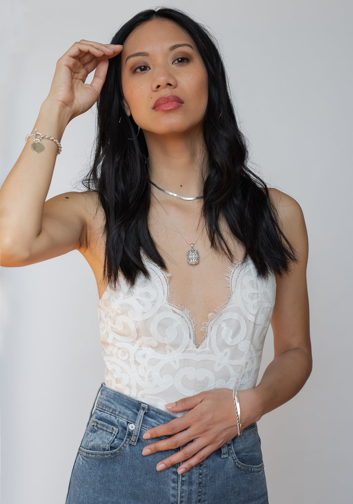 Sterling silver 3.5mm herringbone chain necklace