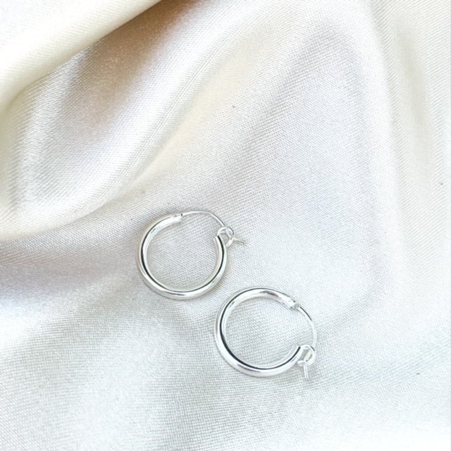 Sterling silver Euro Hoop earrings