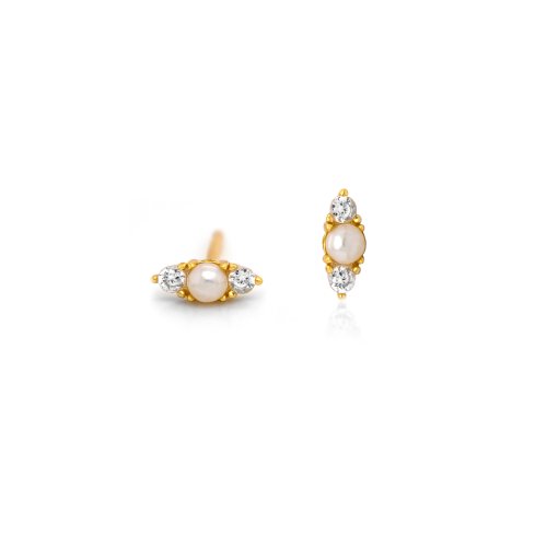 Dainty Pearl and CZ Stud